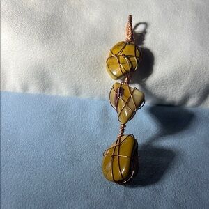 Handcrafted Yellow Stone Wire-Wrapped Pendant